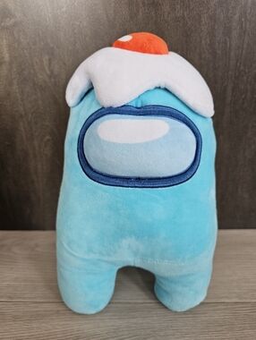 Among Us Light Blue Crewmate Wearing An Egg Hat 12" Plush